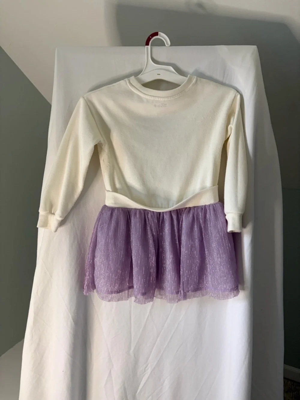 Disney’s Cream Top with Blue Stitch Graphic and built in skirt dress size 5